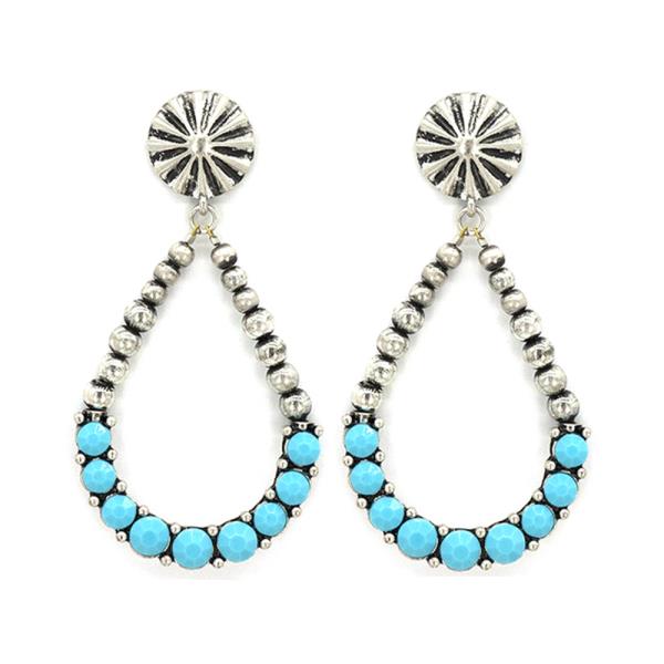 Western Style TQ Teardrop Dangle Earring