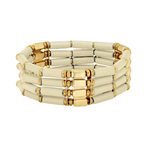 Wood Metal Stretch Bracelet 4 Set