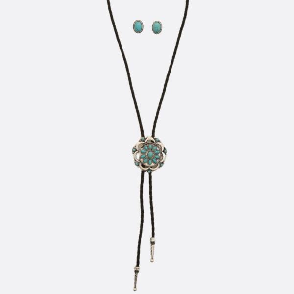 Western Flower Concho Y Shape Necklace