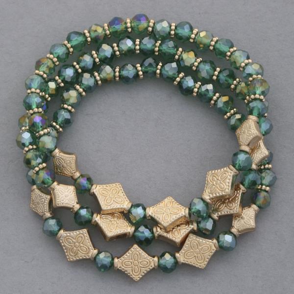 Metal Crystal Semi Precious Stone Bracelet Set