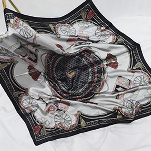 Carriage Flower Tassel Satin Neck Scarf