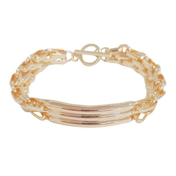 Metal Multi Line Chain Toggle Clasp Bracelet