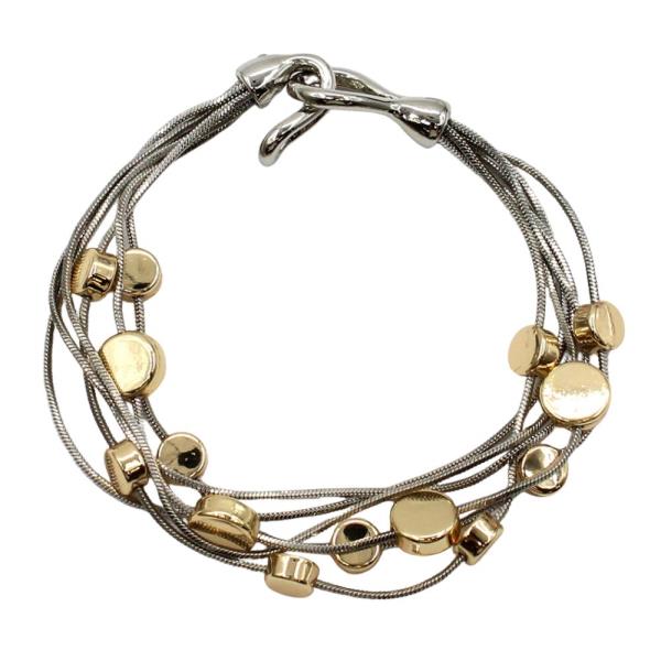 Metal Disc Charm Multi Line Chain Bracelet
