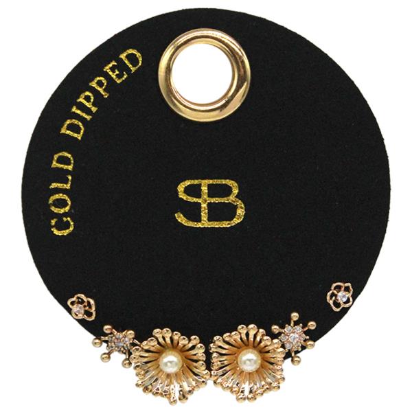 SECRET BOX 14K Gold Dipped Earring (3 Pair)