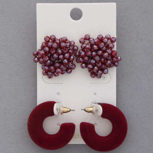 Velvet Open Hoop Cluster Earring Set