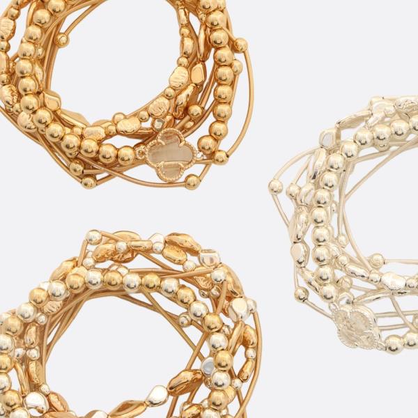 Clover Charm Ball Bead Bracelet Set