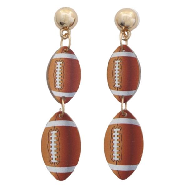 Double Football Dangle Earring