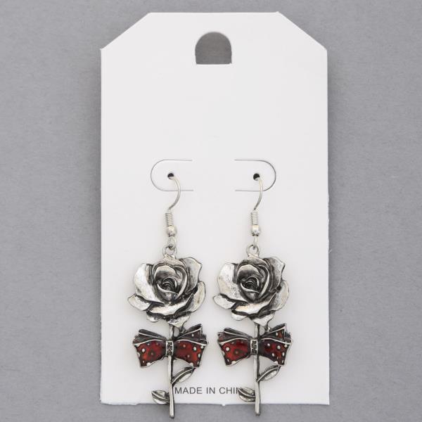 Rustic Rose Metal Dangle Earring