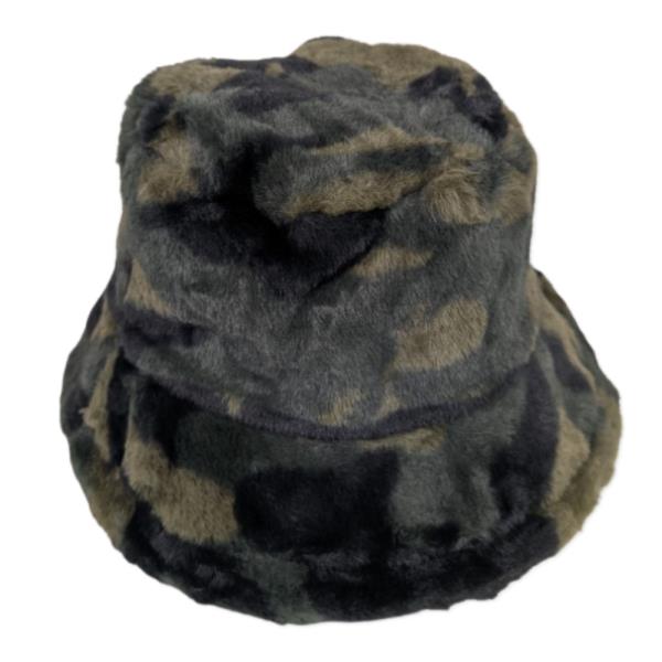 CAMOUFLAGE FAUX FUR BUCKET HAT