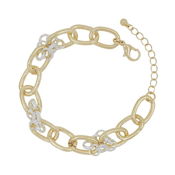 2 Tone Linked Chain Bracelet