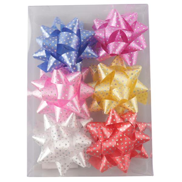 Self Adhesive Glitter Star Gift Bow 6 Pc