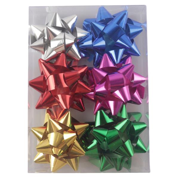 Self Adhesive Star Gift Bow 6 Pc
