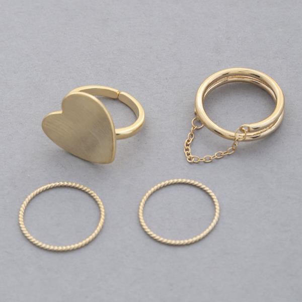 SODAJO Heart Shape Gold Dipped Assorted Ring Set