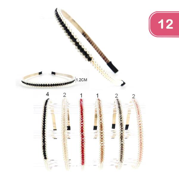 Beaded Pearl Headband (12 Units)