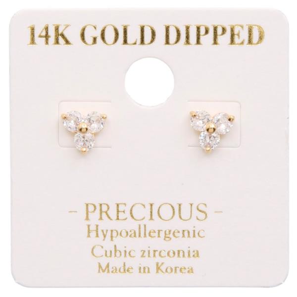 14K Gold Dipped CZ Stud Earring