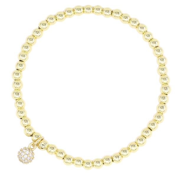 Stainless Steel Ball Charm Stretch Bracelet