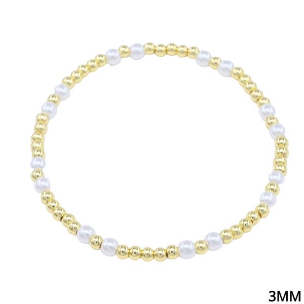 Stainless Steel Pearl Stretch Bracelet