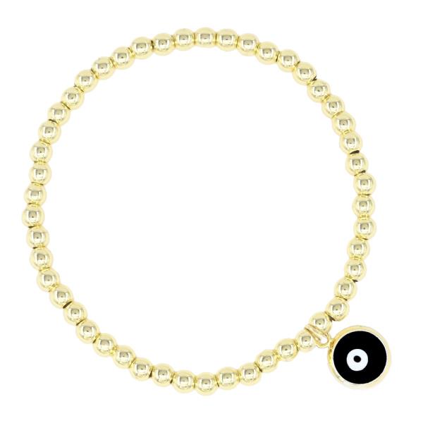Metal Evil Eye Heart Charm Stretch Bracelet