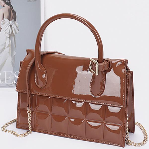 Embossed Enamel Top Handle Bag