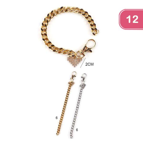 Chunky Chain Heart Charm Bracelet (12 Units)