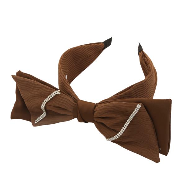 Wide Ribbon Bow Rhinestone Headband