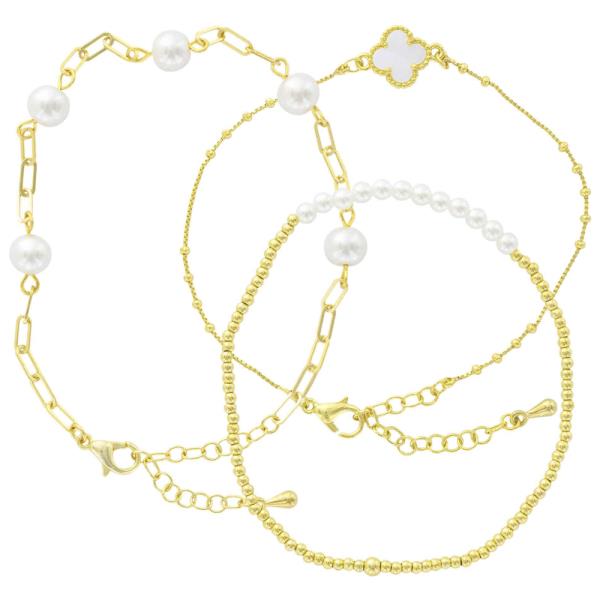 Metal Pearl Multi Bracelet Set