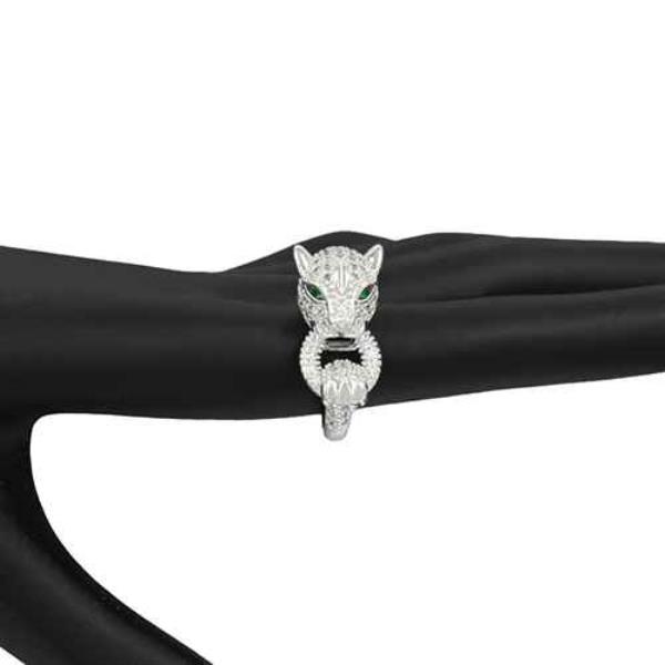 Jaguar Rhinestone Paved Open Ring
