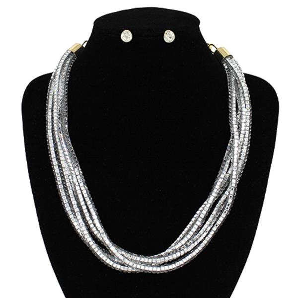 Rhinestone Rope Multi Line Necklace Set