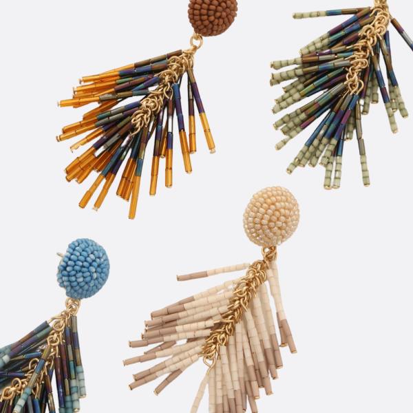 Seed Bead Tassel Dangle Earring
