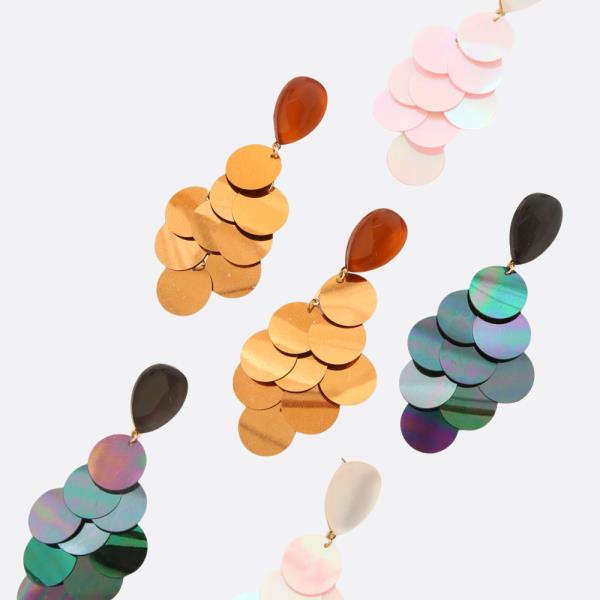 Round Sequin Dangle Earring