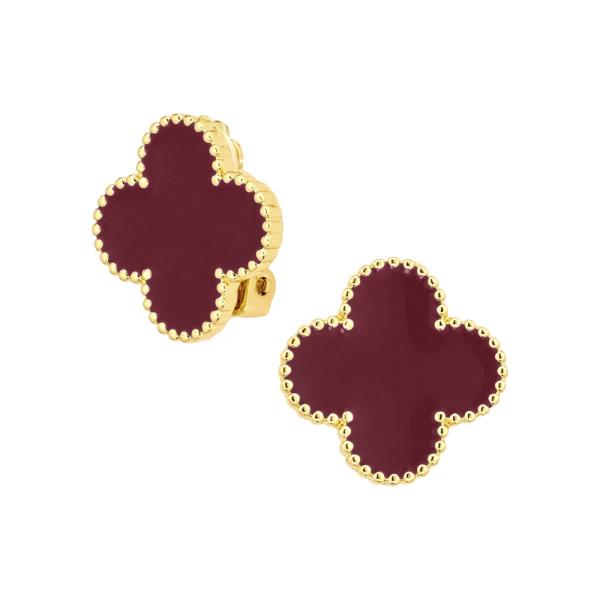 Epoxy Metal Clover Clip On Earring