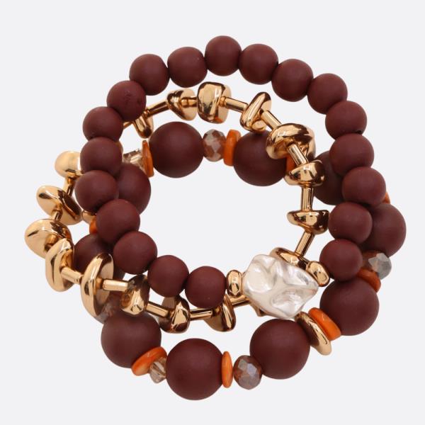 Pearl Chunky Bead Bracelet Set
