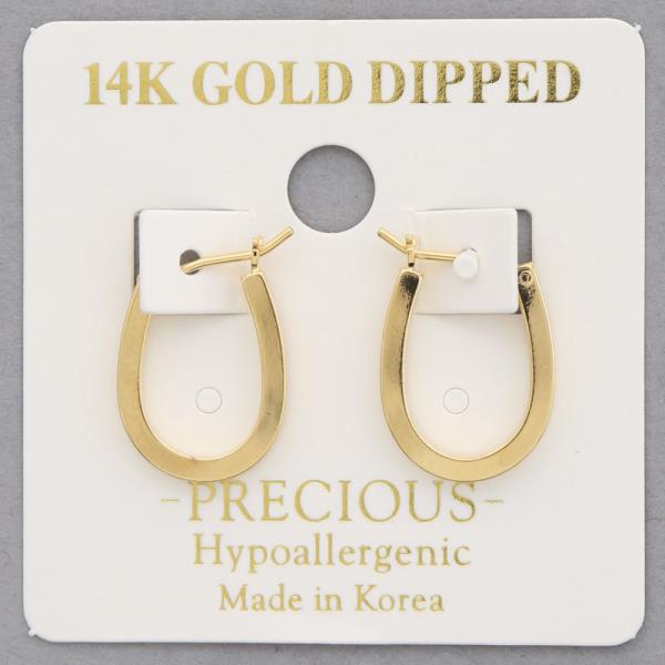 14K Gold Dipped Oval Metal Hoop Earring