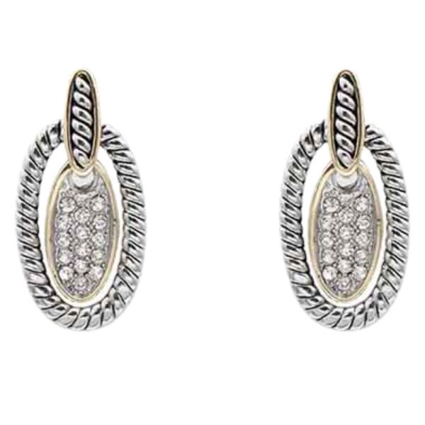 2 Tones with Rhinestone Earrings