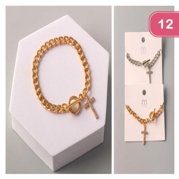 Cross Toggle Chain Bracelet (12 Units)