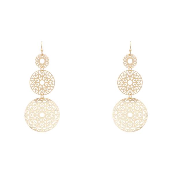 CUT OUT CIRCLE METAL DANGLE EARRING
