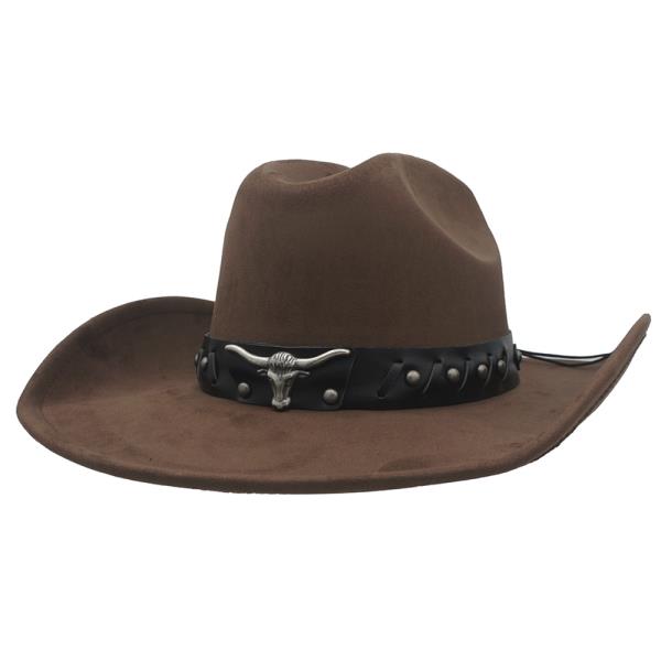 Long Horn Loop Stitch Banded Cowboy Hat
