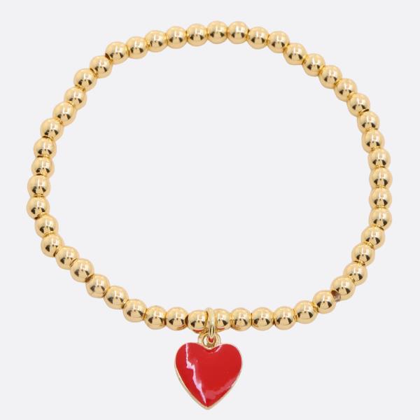 Heart Charm Ball Bead Stainless Steel Bracelet