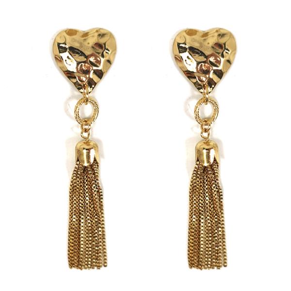 Metal Heart Tassel Dangle Earring