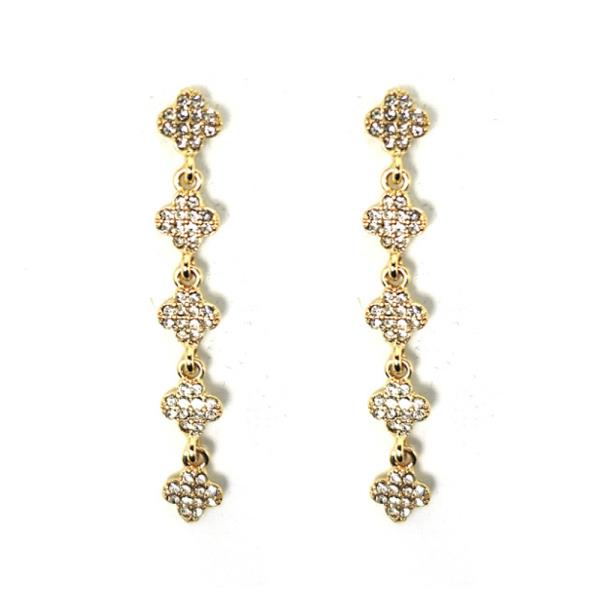 Rhinestone Clover Drop Earring