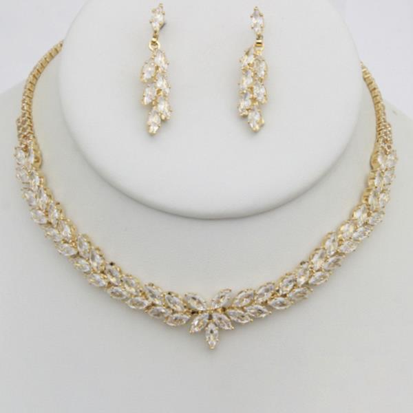 Rhinestone Vine Choker Necklace Set