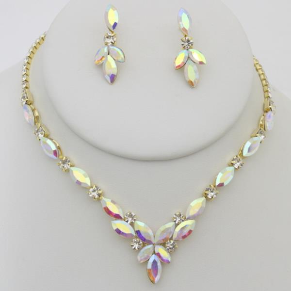 Marquise Cut Rhinestone Necklace Set