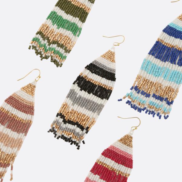 Color Block Seed Bead Dangle Earring