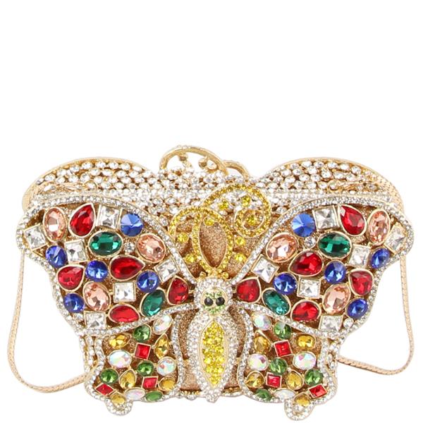 Bling Rhinestone Gem Butterfly Evening Clutch Bag