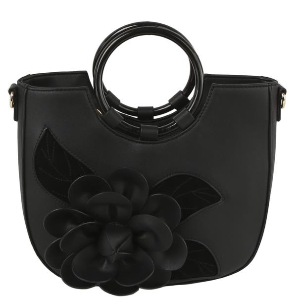 SMOOTH FLOWER ROUND HANDLE SATCHEL BAG