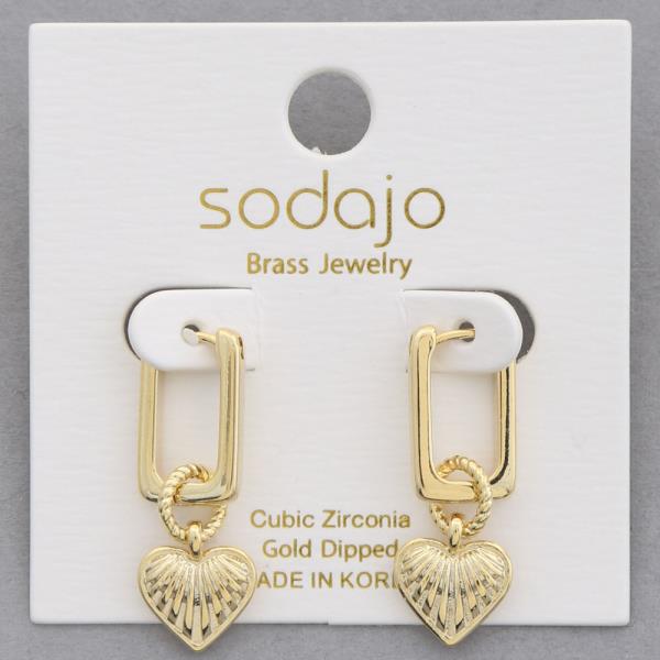 SODAJO Heart Long Oval Gold Dipped Dangle Earring