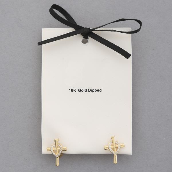 18K Gold Dipped Cross Post Earring