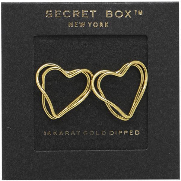 SECRET BOX 14K Gold Dipped Heart Wire Earring