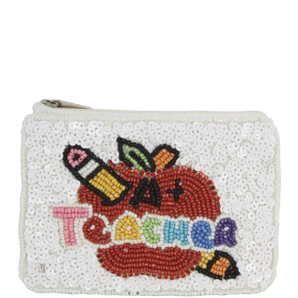Seed Bead Teacher Mini Coin Purse Bag
