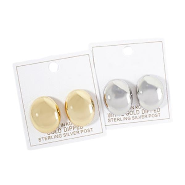 Metal Puffy Round Stud Earring